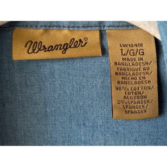 Wrangler Women's Blue Western Button-Up Shirt Long Sleeve Size Large - Picture 4 of 5